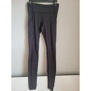 Lululemon Leggings Women 4 Black Full Length Zipper Running Gym Yoga Training